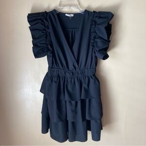 Entro Women’s Black Ruffle Tiered Mini Dress